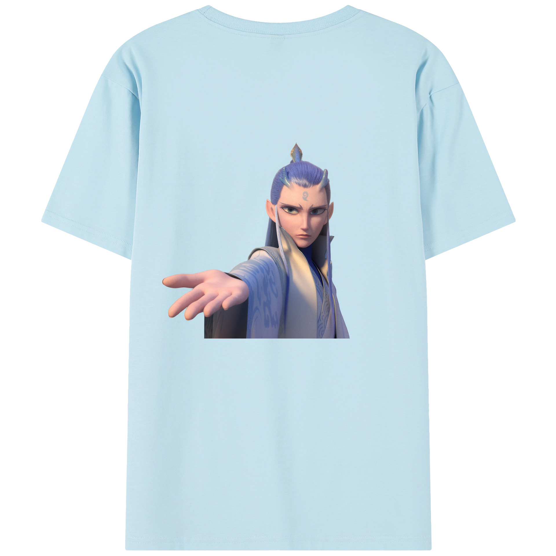 （画像用） Ne Zha 2 ナタ 魔童の大暴れ 綿100％半袖Tシャツ（背面プリント）